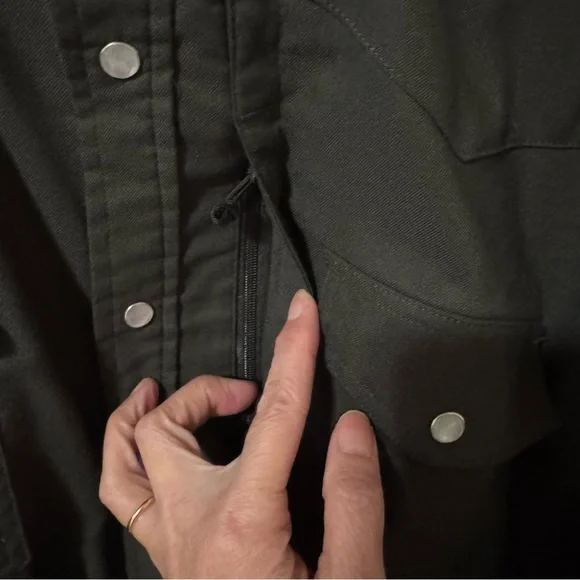 Poncho Laramie Western Performance Flannel Long Sleeve Pearl Snap Shirt Gray-XL - Picture 8 of 12